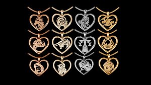 3D model zodiac pendant pack 12