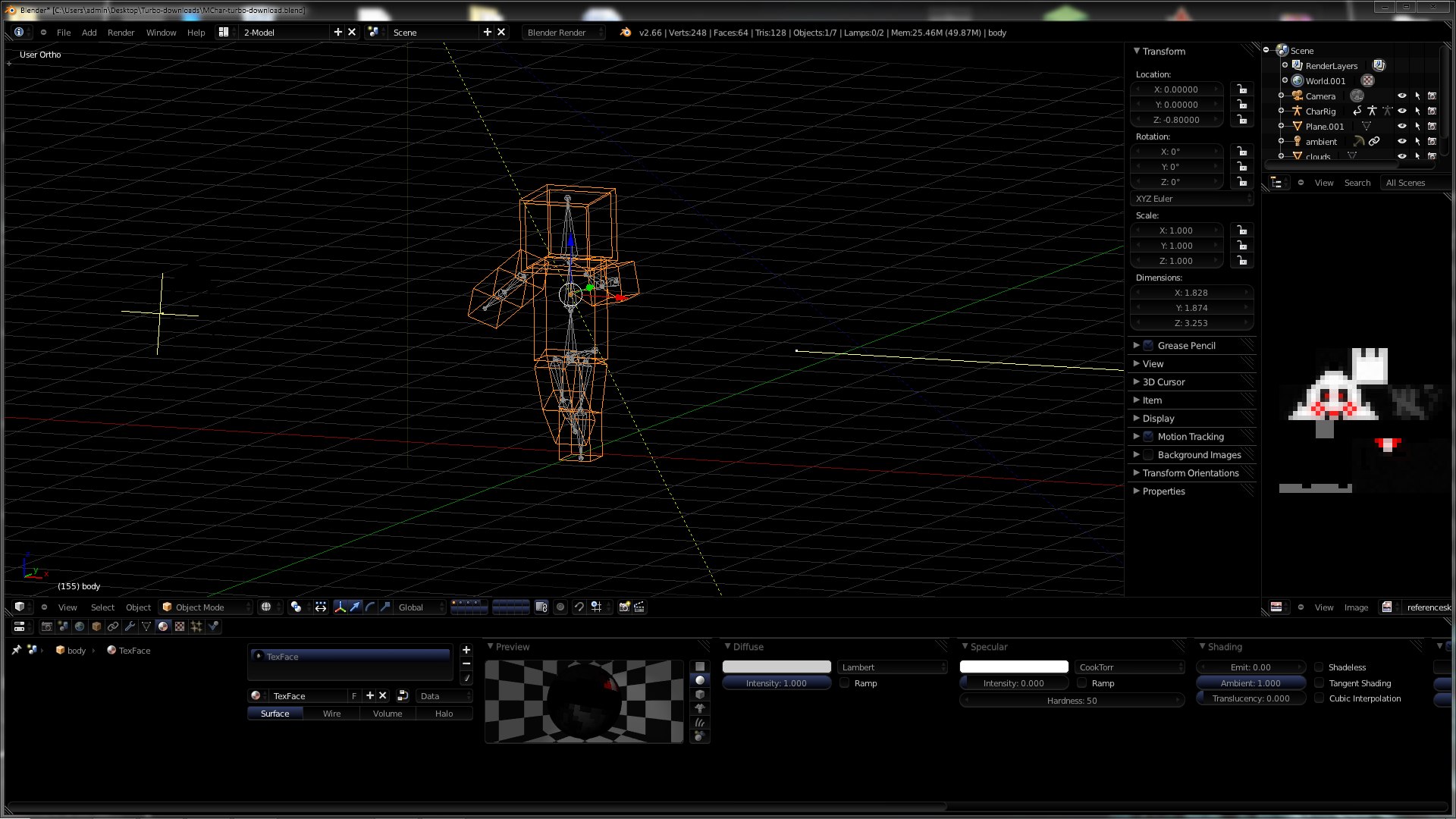 3d Minecraft Character Rigged