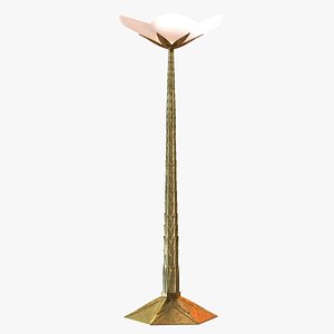Albert Cheuret " Cactus " Art Deco Bronze and Alabaster  Standing Lamp