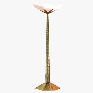 Albert Cheuret " Cactus " Art Deco Bronze and Alabaster Standing Lamp
