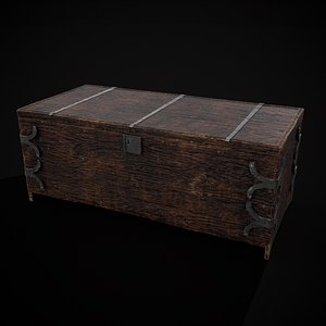 Old Wooden Strong Box 3D model