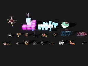 Disco Party Props  Decoration Set 3D model