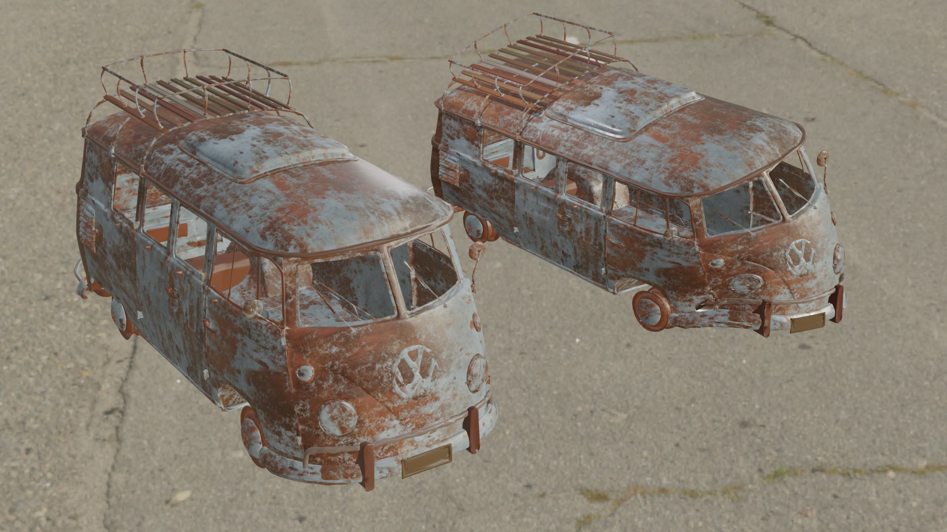3D volkswagen rusty old van Volkswagen Transporter model - TurboSquid