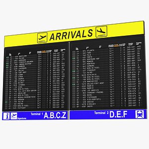 3D airport arrivals board air model