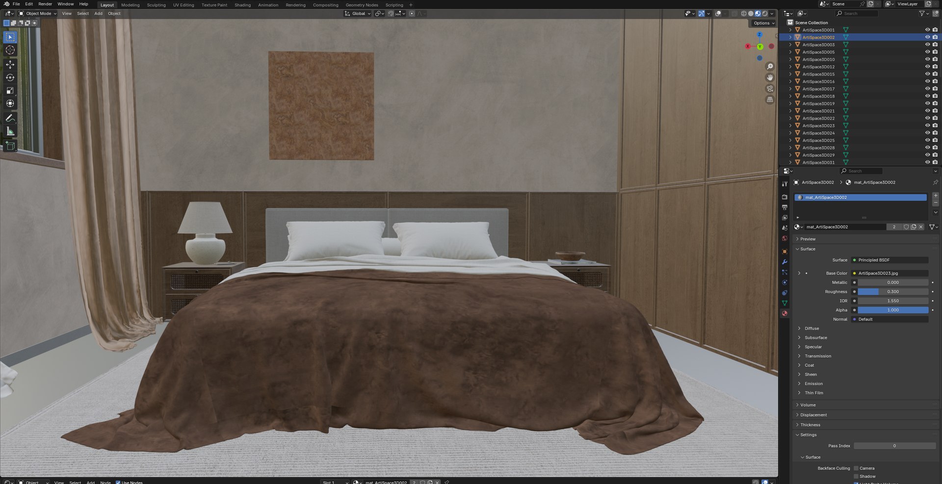 3D Wabi Sabi Bedroom Model - TurboSquid 2500033