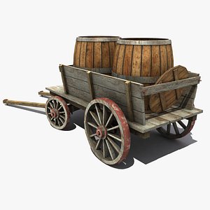 max old wooden cart barrel