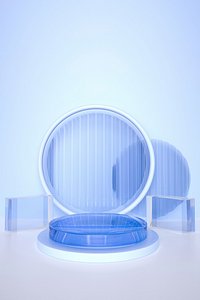 c4d three-dimensional blue glass 3D