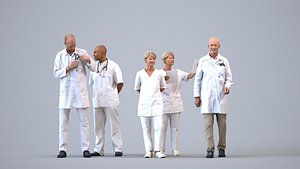 Basics0544 - A set containing 5 models of male and female seniors standing working in the medical pr 3D