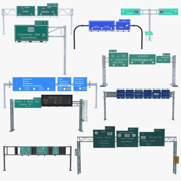3D Highway Road Sign - TurboSquid 2001797