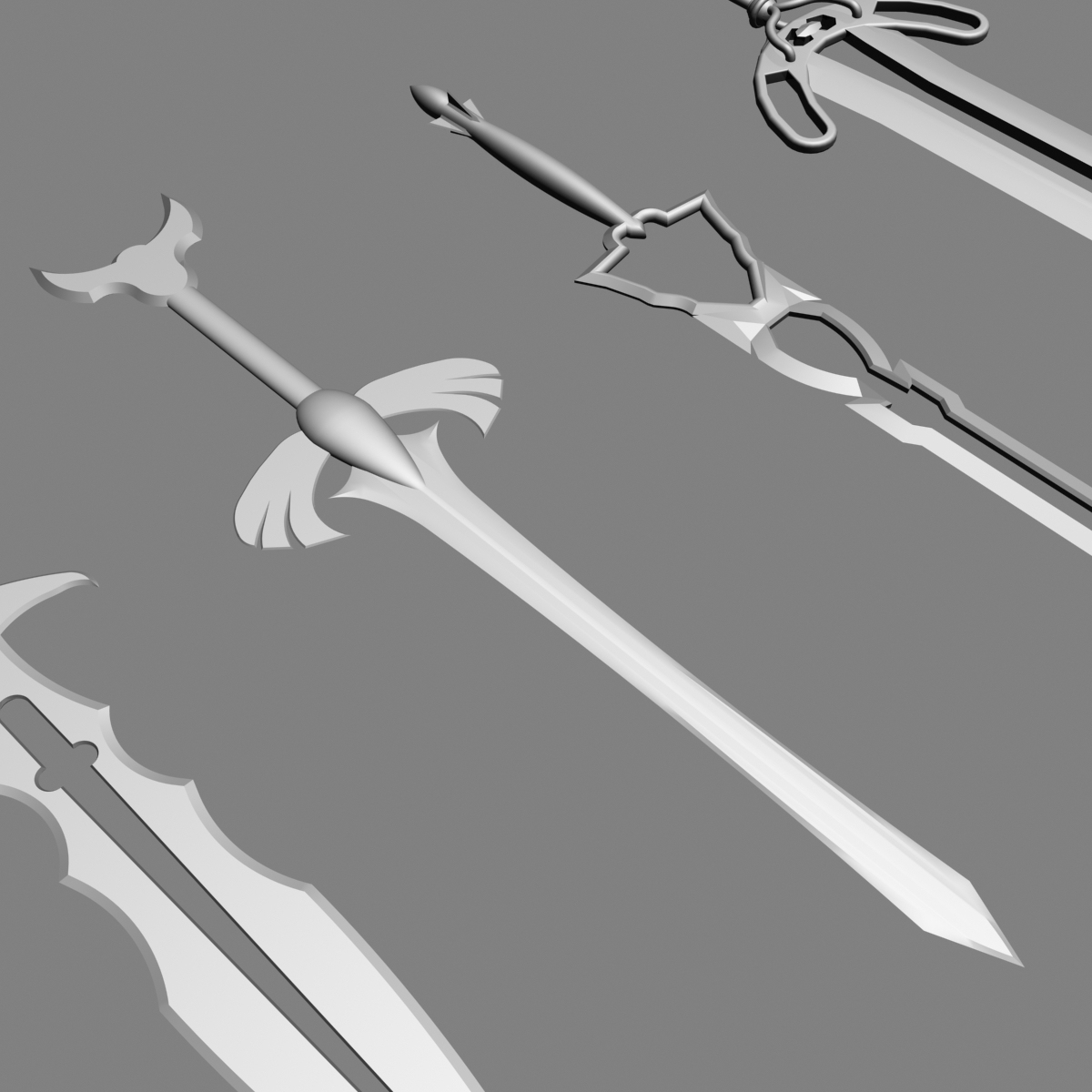 3d Model Set Fantasy Swords 