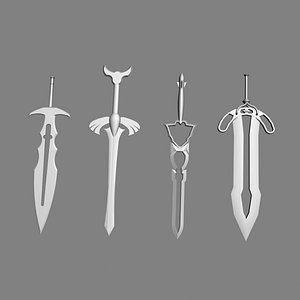 3d model set fantasy swords