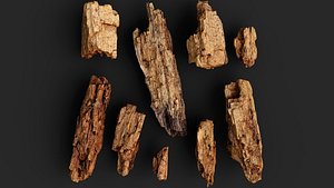 3D model wood dry chunks debris scatter parts PBR photogrammetry