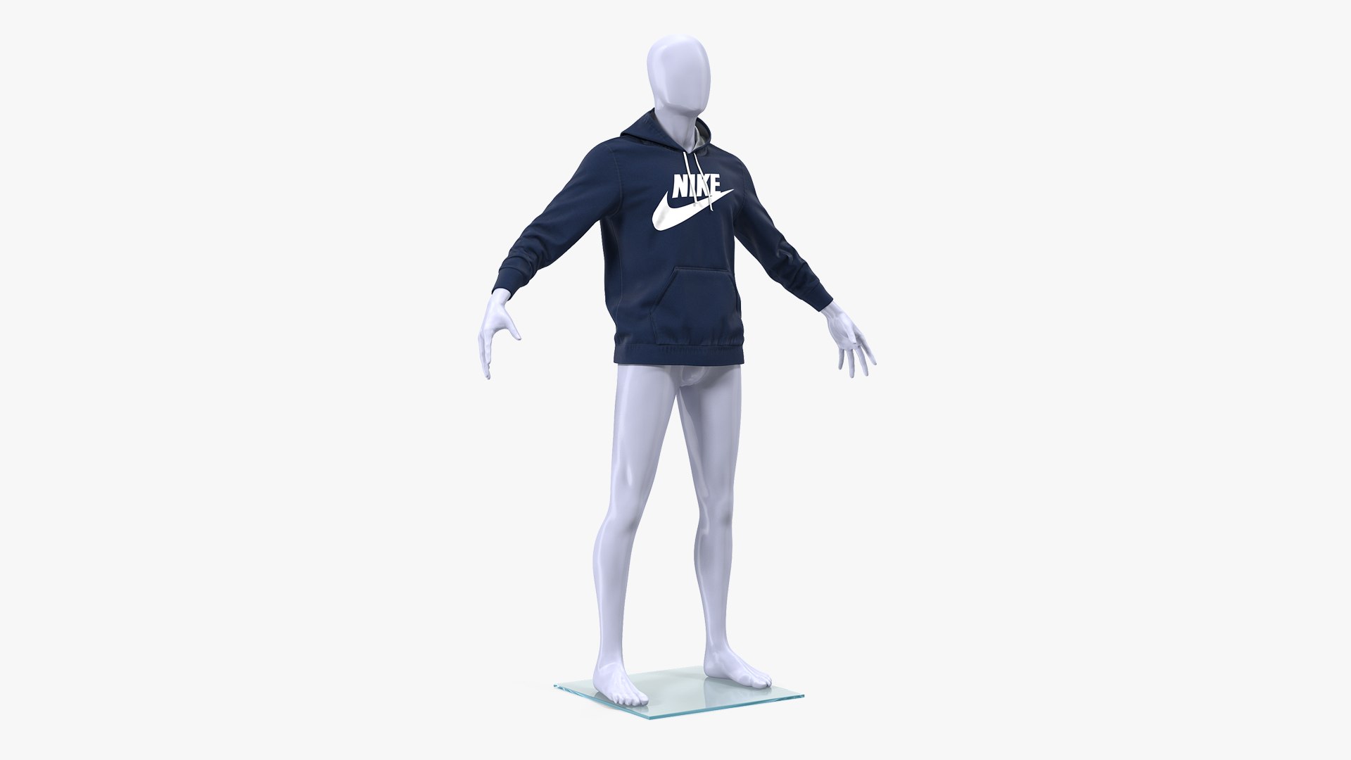 Blue Hoodie Nike Lowered Hood on Mannequin 3D model preview
