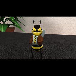 3D cartoon bee character rigged