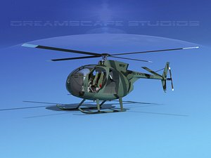 3D model rotors hughes oh-6 cayuse