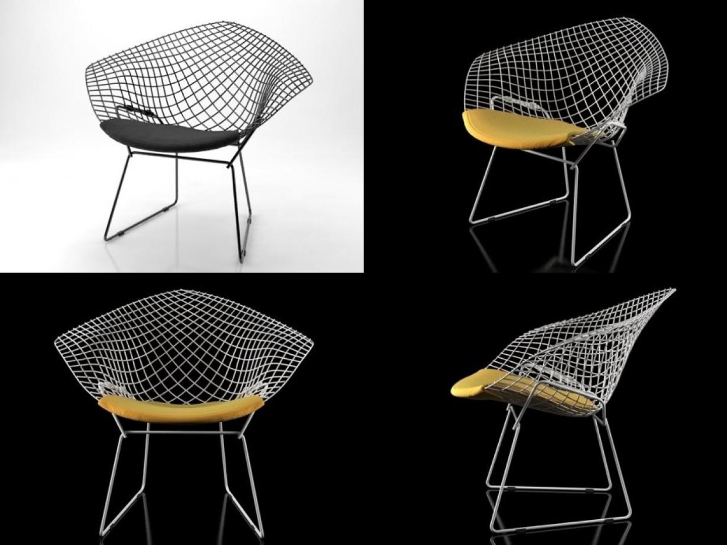 Bertoia Small Diamond Chair Model - TurboSquid 1176370