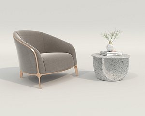 3D Modern Coffee Table and Armchair 55