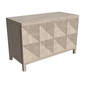 Noir furniture quadrant 2 door sideboard washed walnut 3D model
