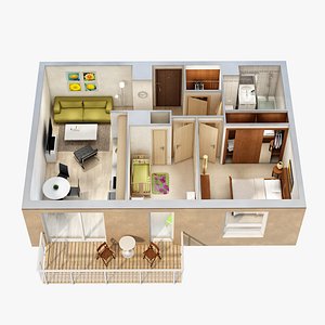 3D Floor Plan Scene 2b