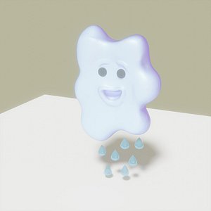 Cartoon cloud with drops 3D model