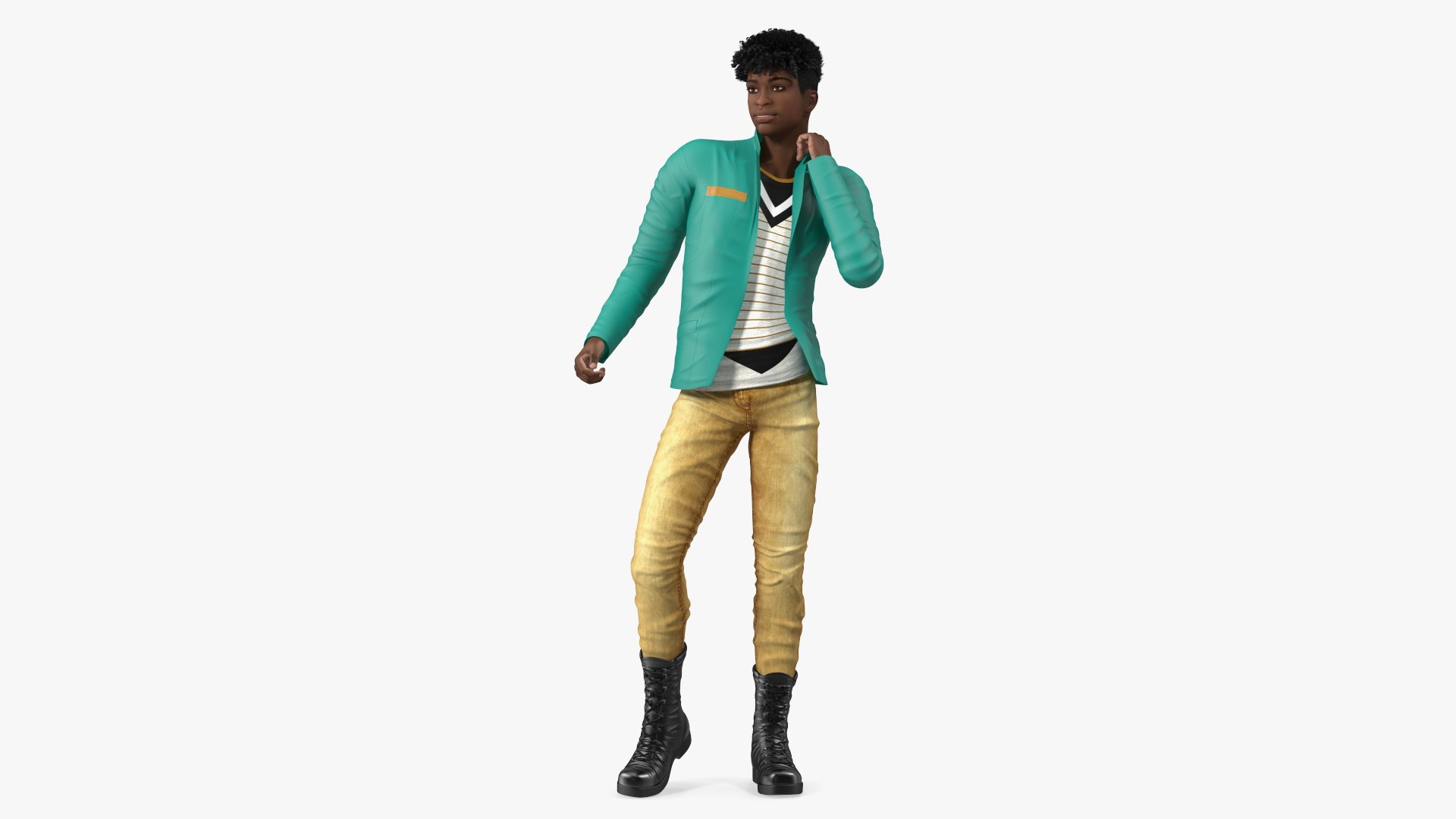 Light Skin Teenager Fashionable Style Dancing Pose 3D model preview