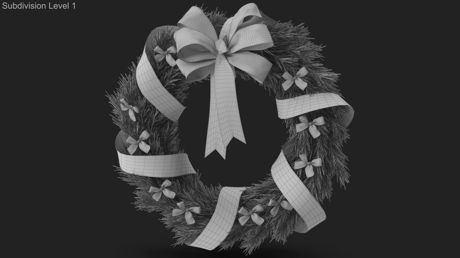 Christmas Wreath with Bows and Ribbon model https://p.turbosquid.com/ts-thumb/Z0/cuKfG5/Io/wireframe_01/jpg/1632634857/1920x1080/fit_q87/0792e18ad7180c4822452ff58df8d42eb7f8d13c/wireframe_01.jpg