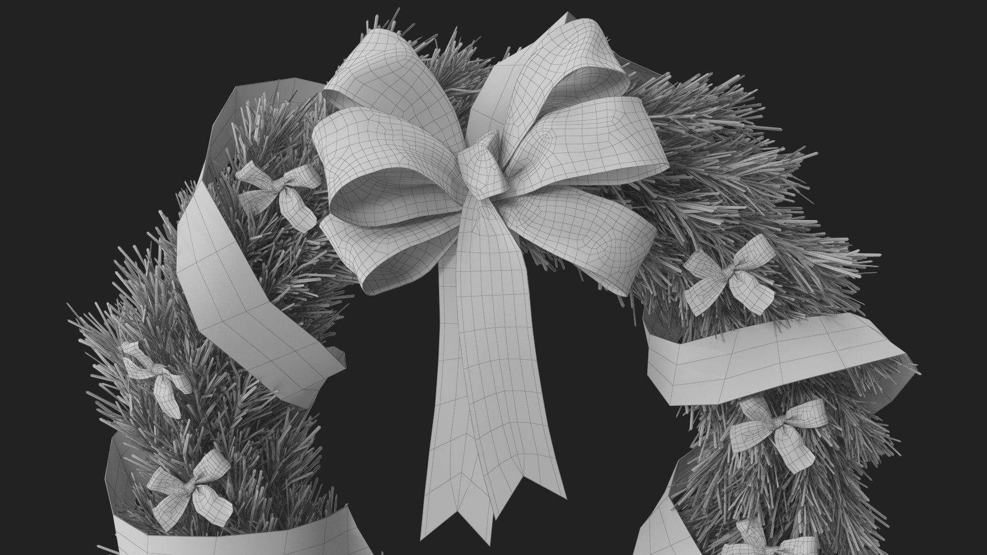 Christmas Wreath with Bows and Ribbon model https://p.turbosquid.com/ts-thumb/Z0/cuKfG5/Lo/wireframe_06/jpg/1632634876/1920x1080/fit_q87/ceae6680d22d5e9bcd9a8f0da580401d1566fff3/wireframe_06.jpg