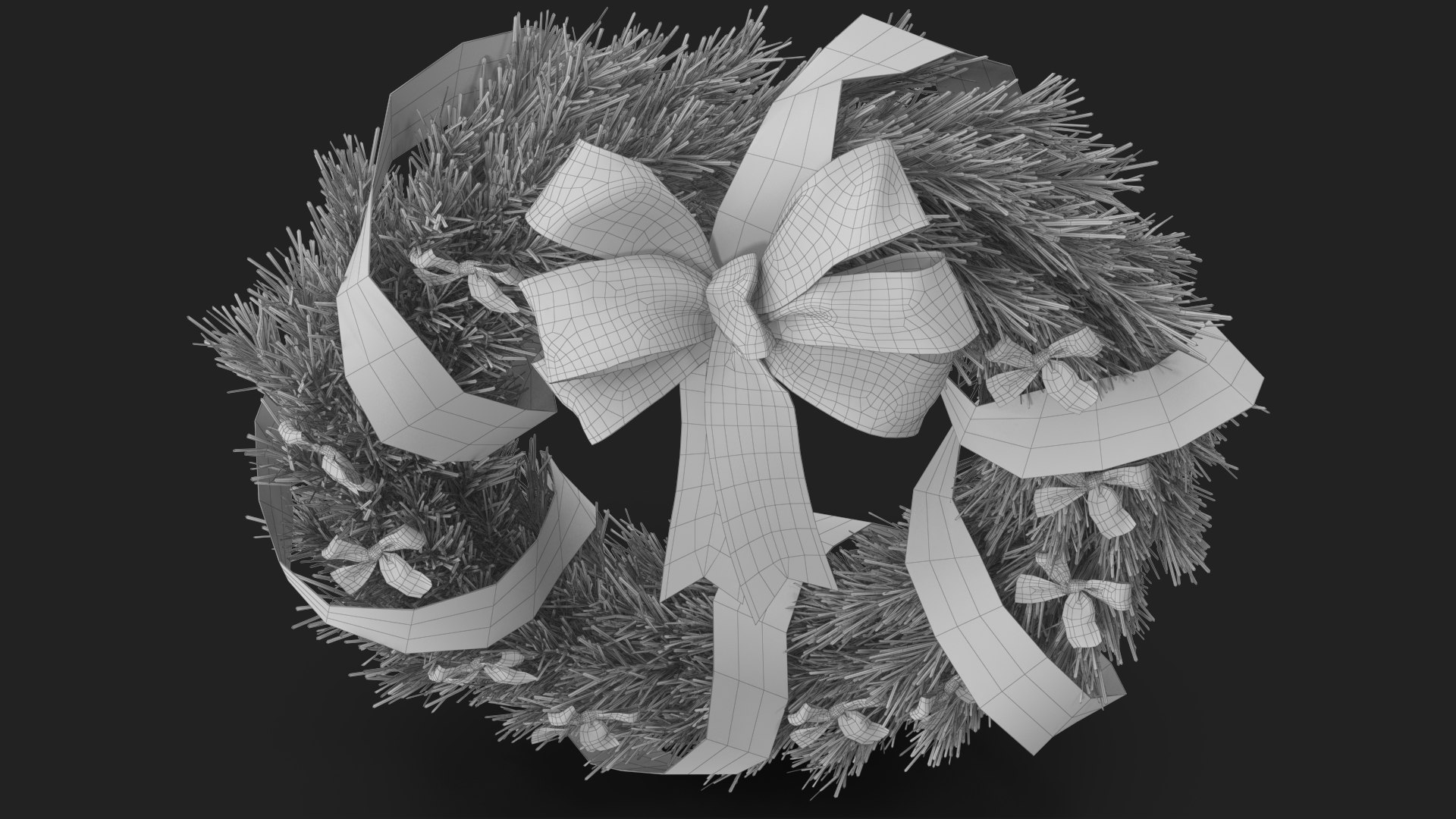Christmas Wreath with Bows and Ribbon model https://p.turbosquid.com/ts-thumb/Z0/cuKfG5/Uy/wireframe_13/jpg/1632634902/1920x1080/fit_q87/d7e963ec3c7e319f4098f5b34abae8f64276d9f6/wireframe_13.jpg