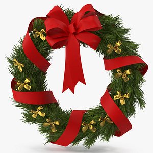 Christmas Wreath with Bows and Ribbon