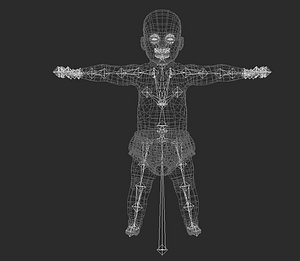 Baby T Pose Quad Mesh game ready pbr Rigged Lowpoly Low-poly 3D model