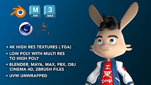 Cartoon Rabbit 3D model