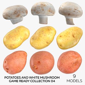Potatoes and White Mushroom Game Ready Collection 04 - 9 models 3D model