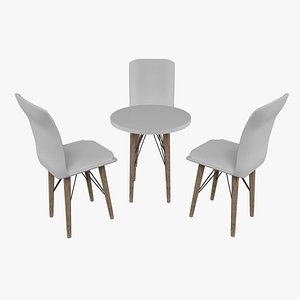 Modern Round Table with Elegant Chairs 3D Modeling and Interior Furniture Set 3D model