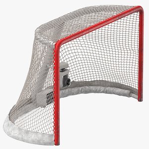Ice Hockey Goal With Puck Ripping Net Bottom 01 model