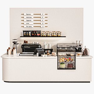 Coffee point in a shopping center with desserts and sweets model