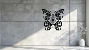 Elegant Butterfly Floral Wall Decor 3D Print Laser Cut Vector Art