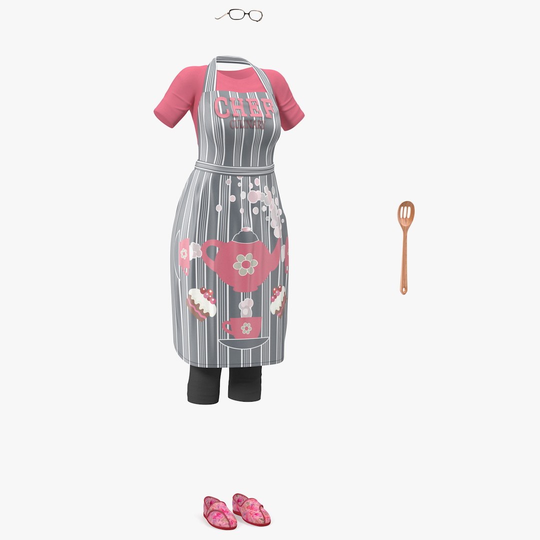 Kitchen Clothing with Apron 3D model preview