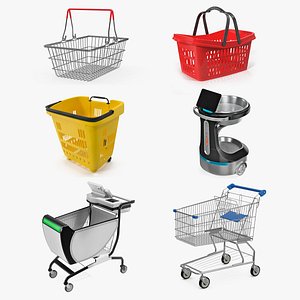 shopping baskets trolley 2 3D