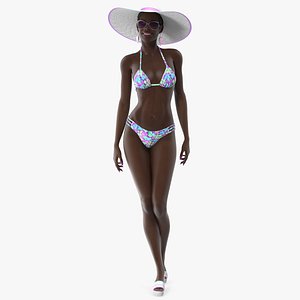 3D dark skinned bikini girl