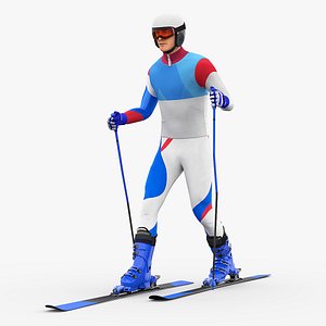 Skier Ski Walking Animated Rigged For Maya