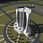 Business centre building in microdistrict