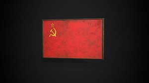 Old Picture Frame With Union Of Soviet Socaialist Republics Flag - Game Ready PBR Low-poly 3D Model 3D model