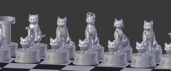 Modelo de impressão 3D de gatos de xadrez Modelo 3D - TurboSquid