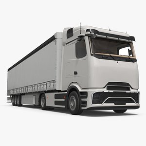 Electric Long Haul Truck With Trailer 2024 White