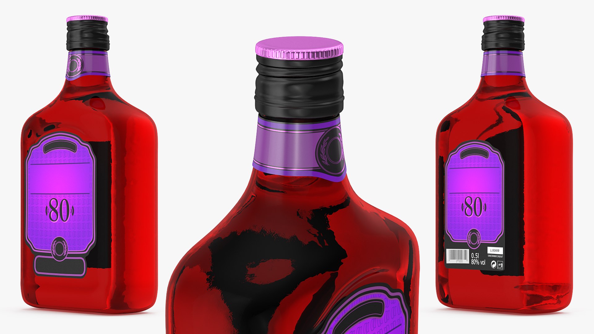 Rum Bottle 80 vol 3D model preview