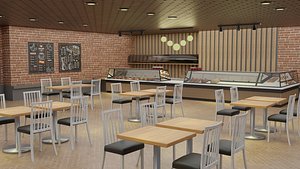 3D Bakery Pastries and Coffee Shop Low-poly 3D model