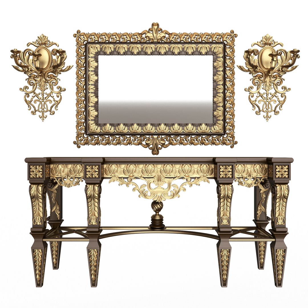 3D Classic Console Table 013 Black - TurboSquid 2326350