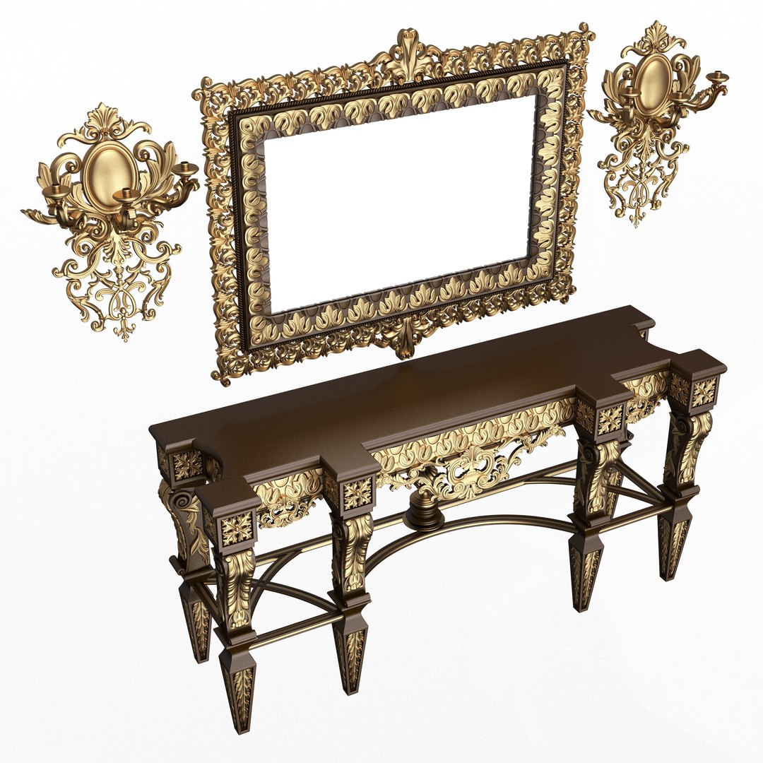3D Classic Console Table 013 Black - TurboSquid 2326350