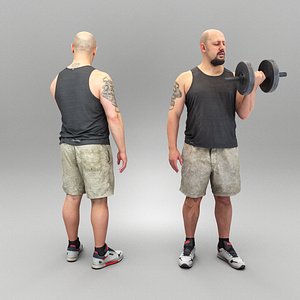 3D Man with dumbbell 368 model