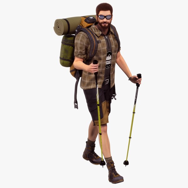 Male Hiker Animated HQ 3D